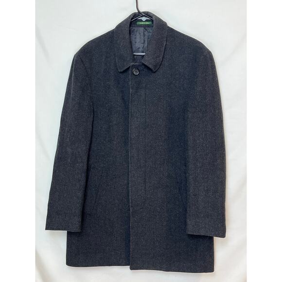 Lauren Ralph Lauren Men’s 38R Black Wool Blend Long Sleeve Button Front Coat - Picture 1 of 6